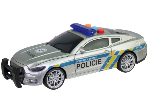 10710 - Policejní auto  na setrvačník, 17 cm, světlo, zvuk (čeština), na baterie