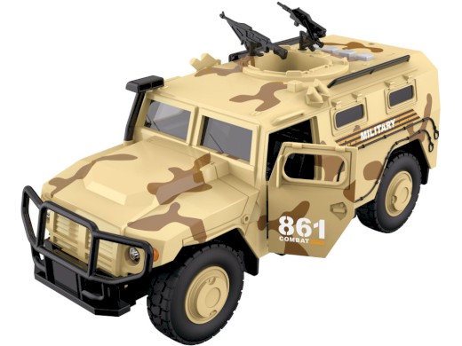 Vojenské auto, na baterie, světlo a zvuk, setrvačník