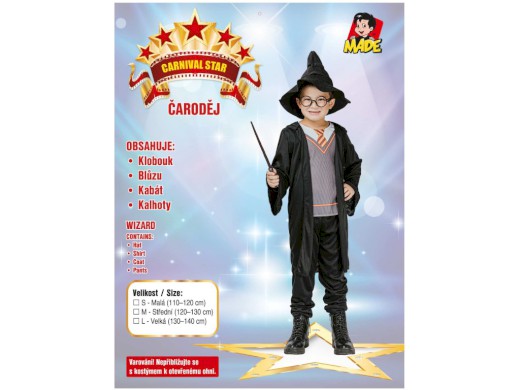 Šaty na karneval - kouzelník, 120-130 cm