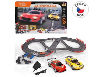 11475 - Autodráha, 2 auta, 2 ovladače, s EU adaptérem, délka trati 440 cm, 120 x 100 x 12 cm