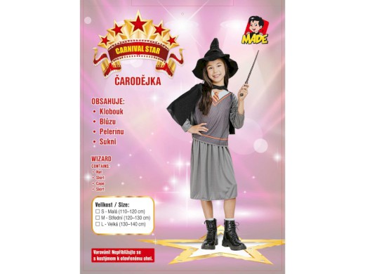 Šaty na karneval - čarodějnice, 120-130 cm