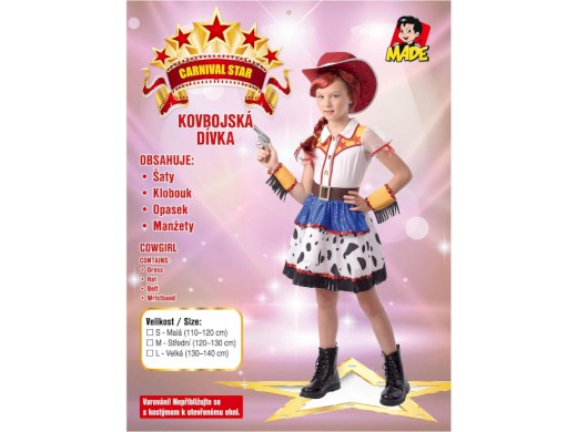 09405 - Šaty na karneval - kovbojská dívka, 110 - 120 cm