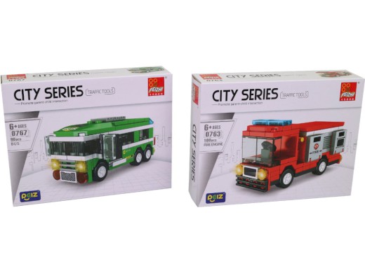 Kostky stavebnice dopravní prostředky, 8 ks v display boxu