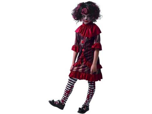 09290 - Šaty na karneval -  strašidelný klaun,  130 - 140  cm