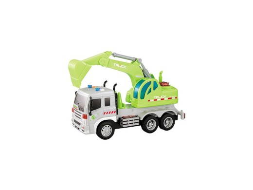 14283 - Auto bagr na setrvačník, se světlem a zvukem, na baterie,  28,5 x 10 x 15,5 cm