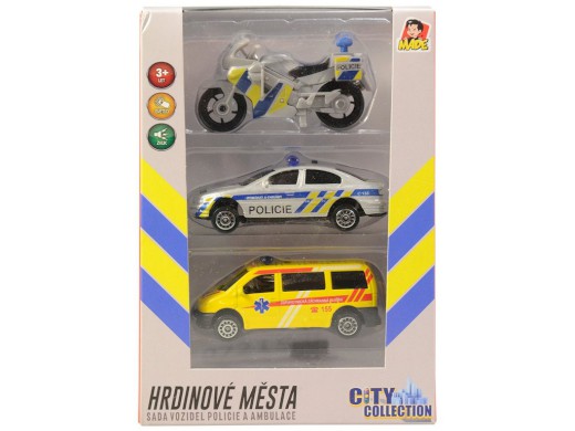07215 - Sada motorka, osobní auto a dodávka, se světlem a zvukem, 16 x 11 cm
