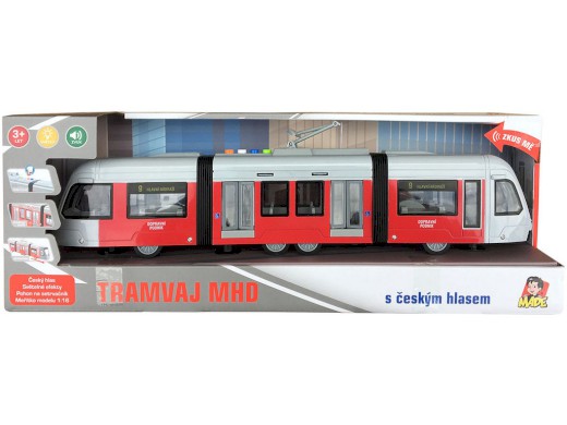 MaDe Tramvaj na setrvačník svítí a mluví česky