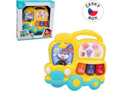 15697 - Piánko autobus, se světlem, hudbou a zvukem, na baterie, 15 x 3,5 x 15 cm