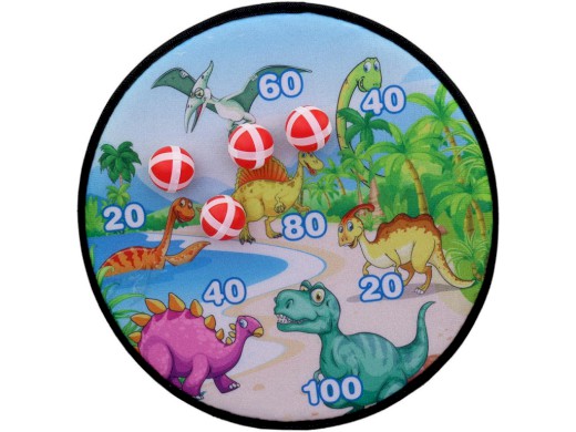 15120 - Terč s dinosaury a míčky na suchý zip, 36 x 36 cm