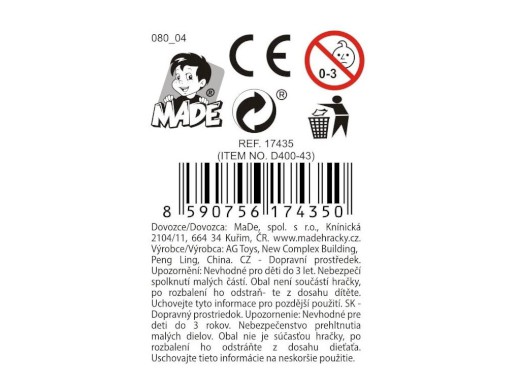 17435 - Vesmírná raketa, otvírací dveře, 12 ks v display boxu, na setrvačník