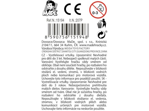 15194 - Košík na vystřelení s disky, 20 x 13 x 11 cm