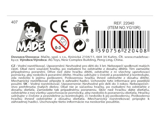 Rozprašovač vody, brouk