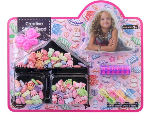 13183 - Korálky dřevěné, na kartě, 25 x 28 cm