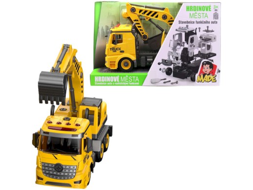 Auto bagr k sestavení, světlo a zvuk, baterie, 32 cm