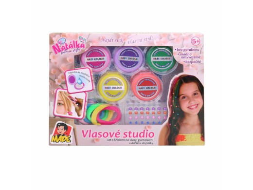 20790 - Vlasové studio, set s barvami na vlasy, gumičkami a doplňky, 26,5 x 3 x 20 cm