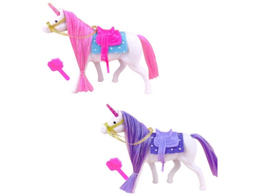 15686 - Kůň jednorožec se štětcem, uzdou, sedlem a sedlovou podložkou,  14 x 15 x 4 cm