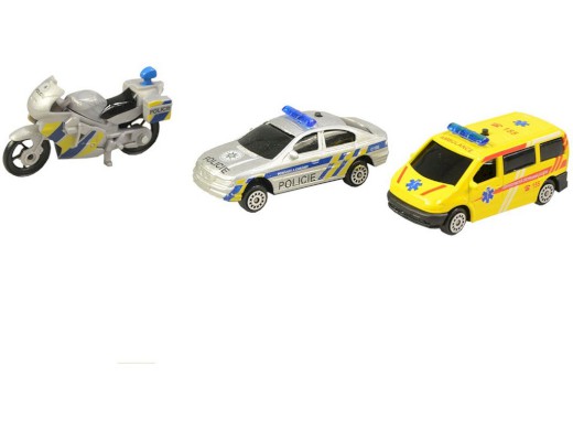 07215 - Sada motorka, osobní auto a dodávka, se světlem a zvukem, 16 x 11 cm