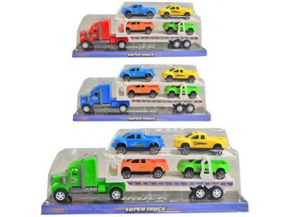 05708 - Tahač s auty, na setrvačník, 31,4 x 13,2 x 8,5 cm