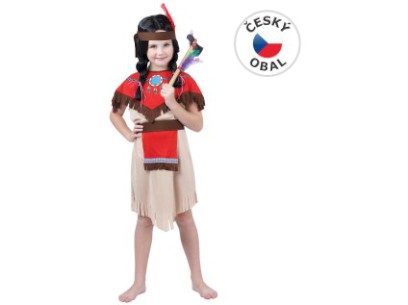 24506-55488 55488 - Kostým na karneval - Indiánka s čelenkou, 120-130 cm