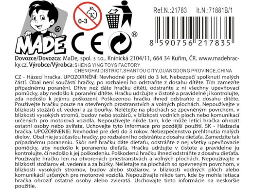 Házecí raketa na kartě, 24 cm