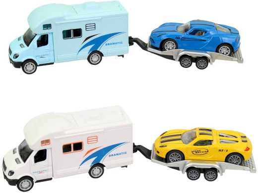 14857 - Obytné auto s přívěsem, kovové, zpětný chod, 22 x 5,5 x 5,5 cm