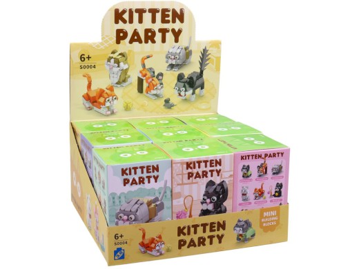 Stavebnice, kostky zvířátka, 9 ks v display boxu