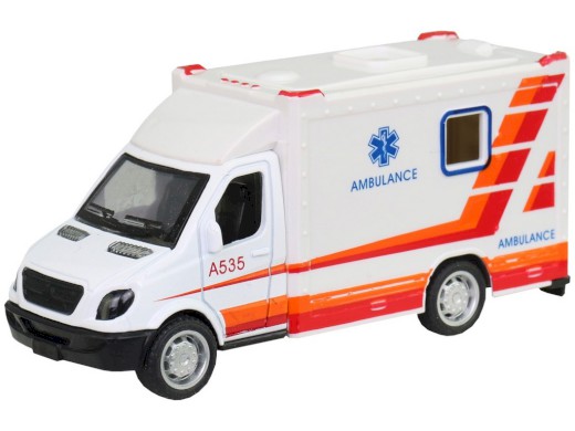 10697 - Ambulance kovová, zpětný chod, 10 cm