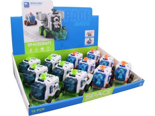 17434 - Vesmírné auto, otvírací dveře, 12 ks v display boxu, na setrvačník, 9,5 x 7,5x 9 cm