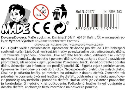 Figurka voják s příslušenstvím, 18 cm