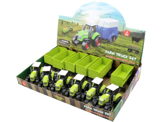 15364 - Traktor s vlečkou, se světlem a zvukem, volná kola, 23,5 x 6 x 6 cm