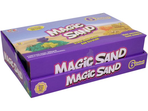 Písek magický s příslušenstvím, 6 dóz v display boxu, 8 cm