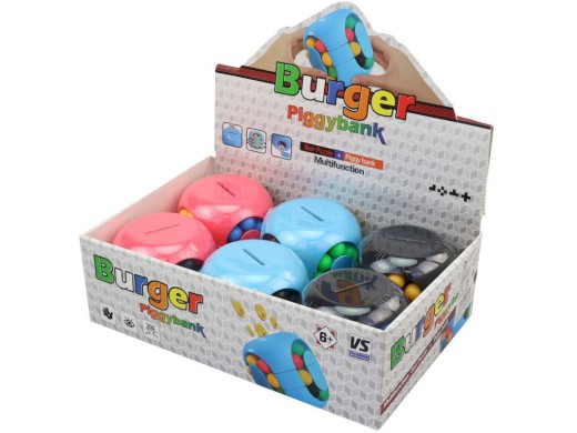 14739 - Kostka magická hamburger - pokladnička, 8 x 8 cm