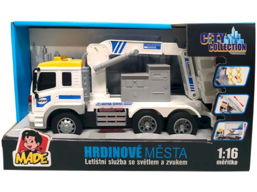 20625 - Auto letištní služby, vysunovací navigační světlo, na baterie, světlo a zvuk, 26 cm