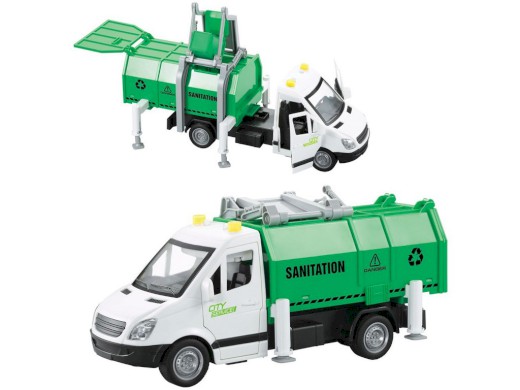 12415 - Auto popelářské na setrvačník, se světlem a zvukem, 19 cm