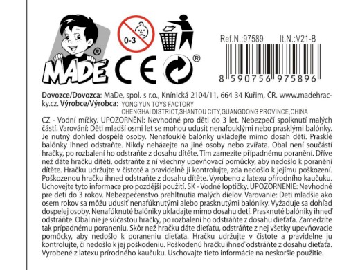 97589 - Vodní bomba, 25 cm, 111 ks za 60 s, 30 x 15 cm