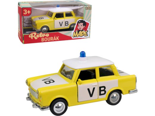 Auto Trabant-policejní, kovový, 12 cm