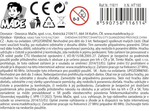 11611 - Auto nákladní na dálkové ovládání se světlem, 4 kanál, 34,5 cm