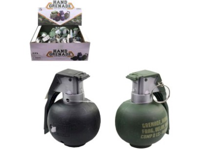 Ruční granát se zvukem a světlem, na baterie, 9 cm, 12 ks v display boxu