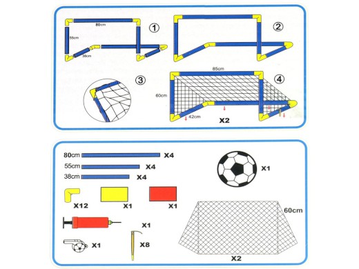 Fotbalový set, 2 branky s míčem a pumpičkou a příslušenstvím
