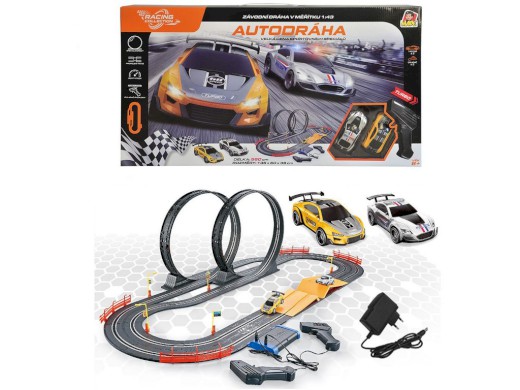 Autodráha 560 cm, dvě auta, s EU adaptérem, 136 x 60 x 38 cm