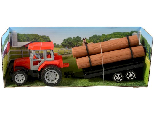 07294 - Traktor s přívěsem, na setrvačník, 22 cm