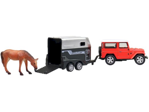 Auto s přívěsem a zvířátkem, 25 cm