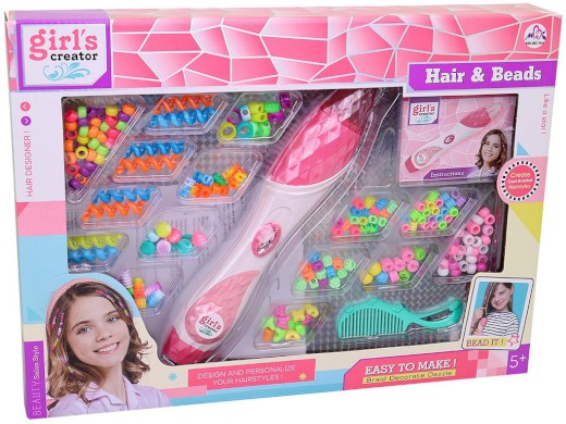 16094 - Souprava k zaplétání korálků do vlasů, 38,6 x 28,5 x 5,2 cm