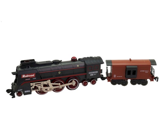 16333 - Vlaková souprava, parní, na baterie, světlo, zvuk, 68 kusů, 151 x 92,5 cm