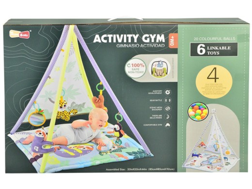 11465 - Podložka - stan, s hudbou, míčky a doplňky,  85 x 85 x 112 cm