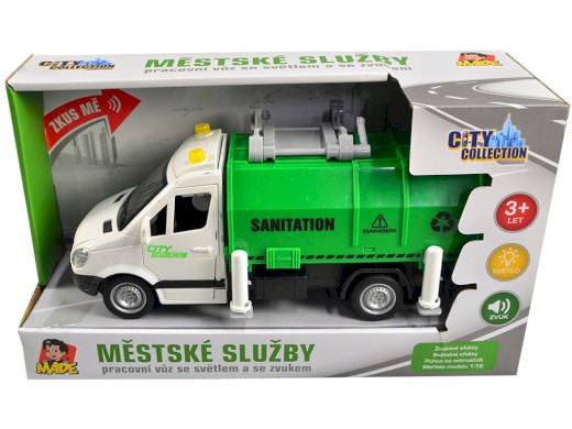 12415 - Auto popelářské na setrvačník, se světlem a zvukem, 19 cm