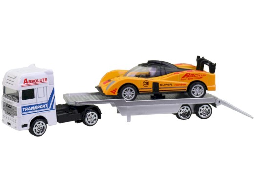 Auto přepravní se závodním autem, 18 cm