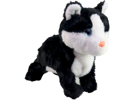 12617 - Kočka Micka na baterie, reaguje na zvuk, černá, 26 cm