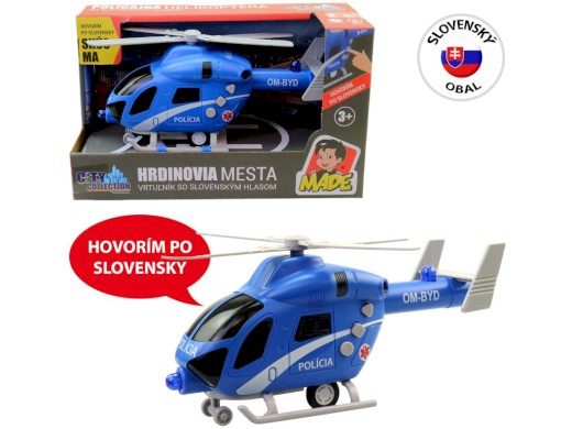 25565 - MADE Vrtulník policejní SK na setrvačník, na baterie se světlem a zvukem, 20 cm