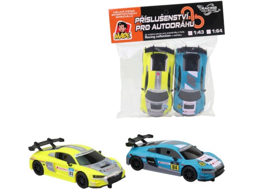 Náhradní autíčka k autodráze s licencí Audi, v sáčku, 2ks